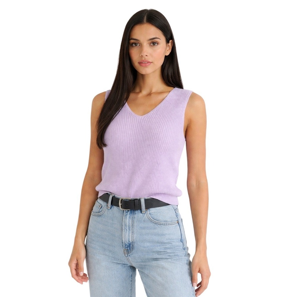 J.CREW‎ Lavender Ribbed Knit Sweater Vest 90s Minimalist Preppy Size S